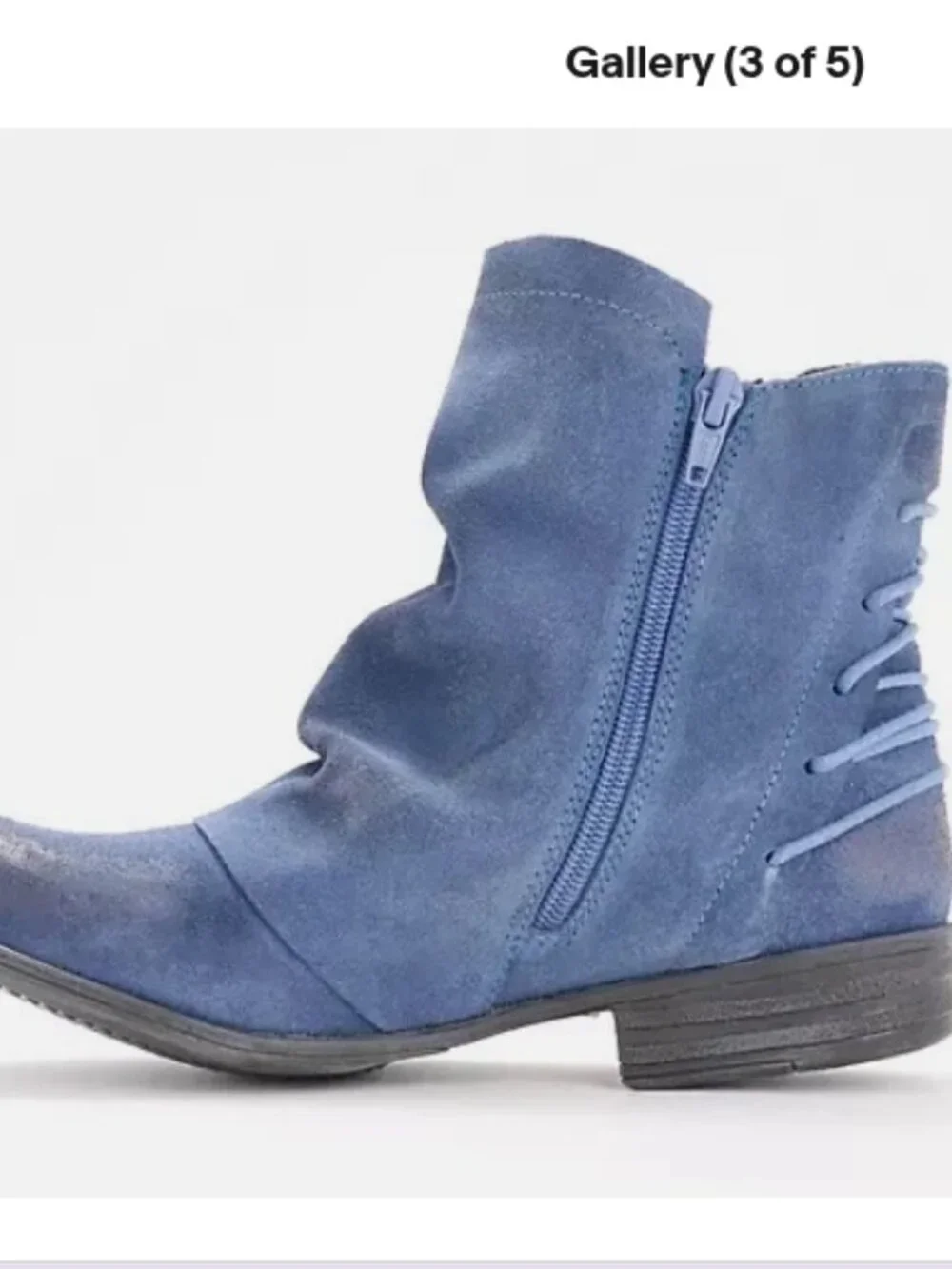 Miz Mooz Suede Rched Ankle Boots-Dotti-Ocean Suede-EU 39 (US 8.5-9)-NEW-A670295